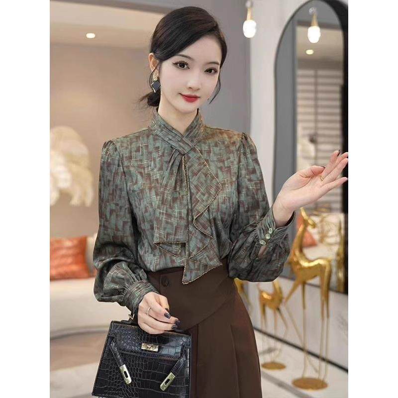 香港Timo无障碍豪华高级衬衫春秋季豪华小衬衫高级上衣绿色设计优