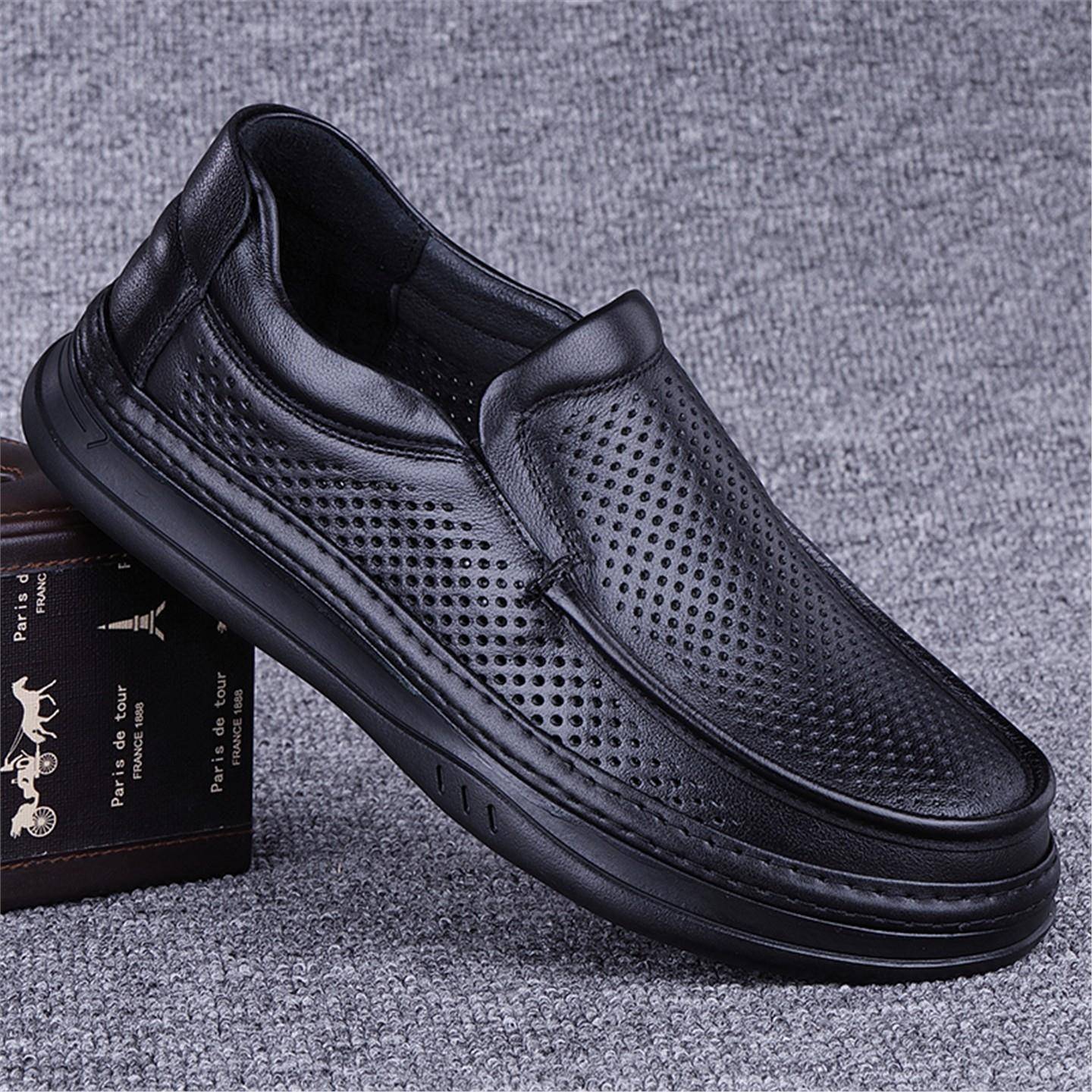 高端男鞋夏季镂空皮鞋真皮透气打孔休闲皮鞋头层牛皮洞洞鞋皮凉鞋