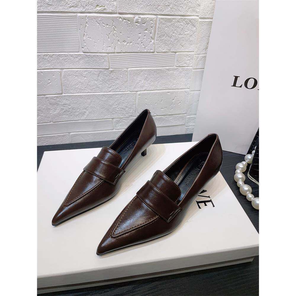 潮牌欧美风高跟鞋2025春夏细跟深口尖头单鞋气质中跟通勤职业女鞋