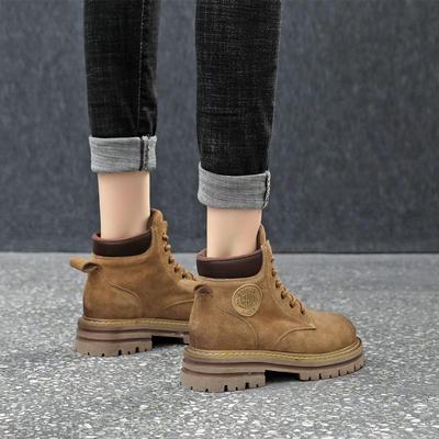 潮牌内增高马丁靴女2025年新款秋冬真皮沙漠靴机车厚底短靴女单靴