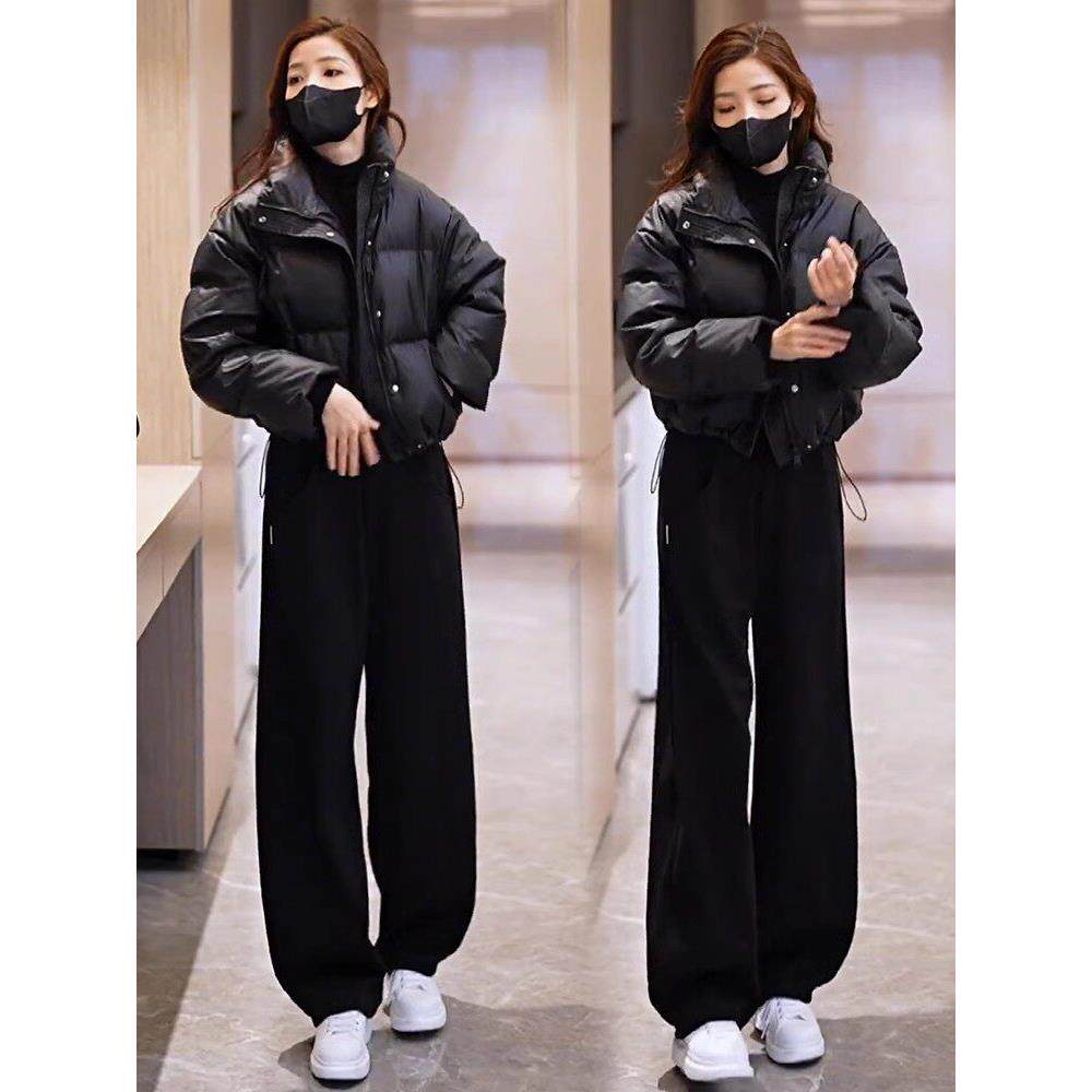 香港代购时尚立领羽绒服女短款冬季减龄面包服显瘦妈妈白鸭绒外套