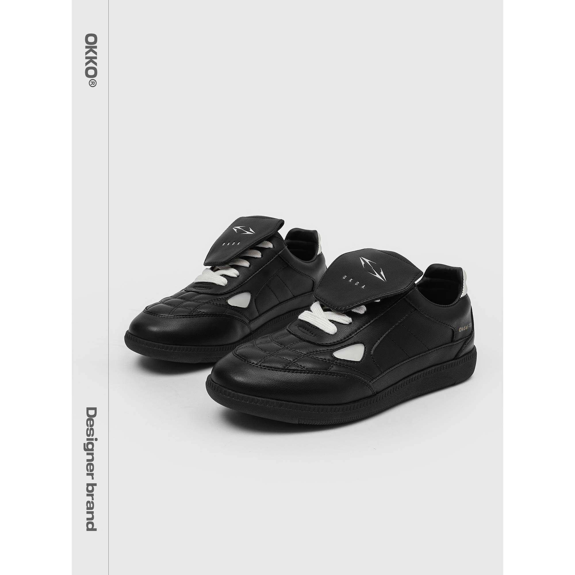 潮牌2025秋季新款覆古德训鞋男女厚底板鞋黑色百搭休闲户外运动鞋