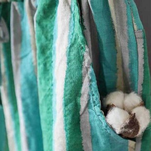 棉麻裤 亚麻女裤 女宽松百搭大码 松紧腰哈伦裤 子 条纹休闲裤 SPYB薄款