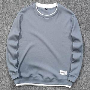 MAROLIO~重磅秋装 全棉华夫格男士卫衣假两件潮牌圆领宽松休闲T恤