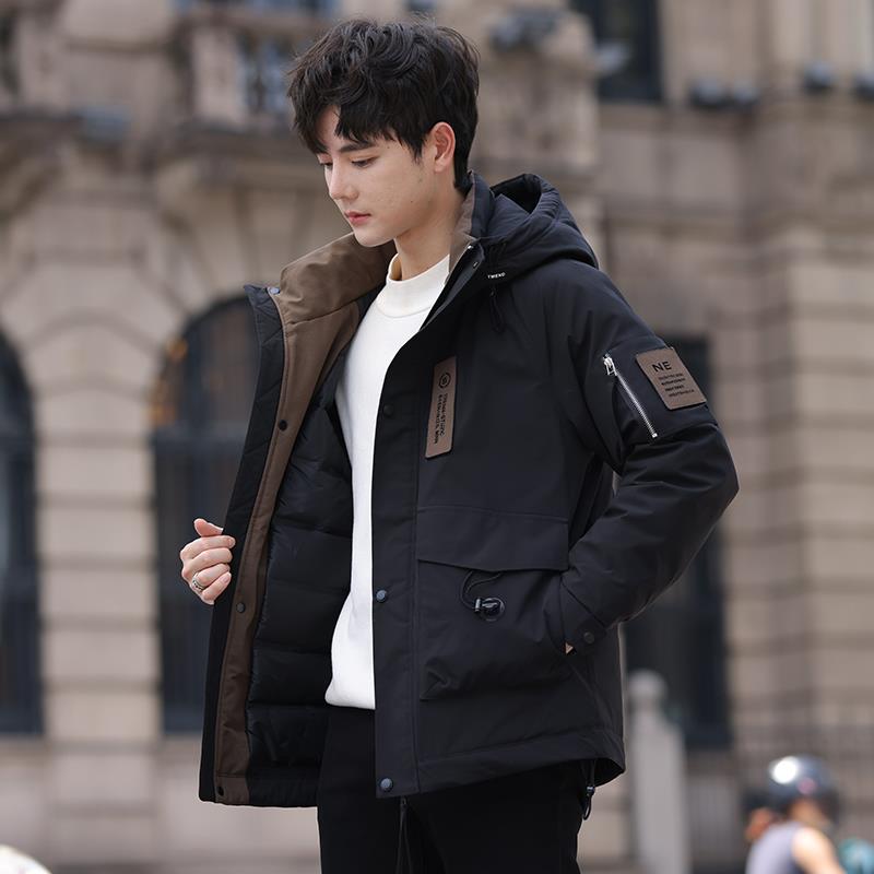 TWG男士羽绒服2024年新款中长款加厚轻薄工装外套男生派克服冬装
