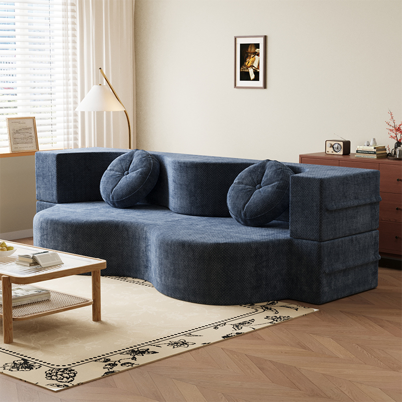 布艺海绵压缩沙发床折叠一体两用