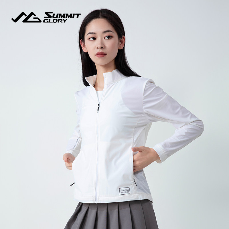 SUMMIT高弹运动开衫外套女款春季新款跑步衣立领休闲夹克修身显瘦