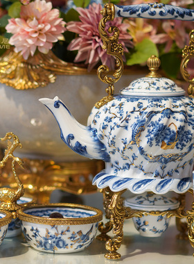 手绘客厅茶具凤凰美居铜配瓷欧式