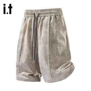 短裤 透气亲肤男款 耐磨男6M 抗皱免烫垂感五分裤 it：izzue官方夏季