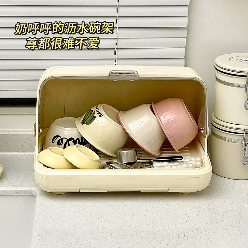 厨房置物架台面带盖子防尘碗碟收纳层架沥水碗盘架儿童碗筷餐具收