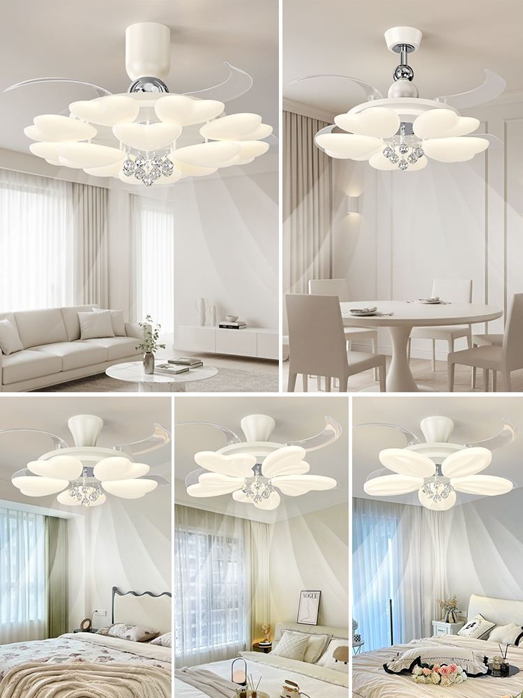 2025新款风扇灯客厅吊灯法式奶油风餐厅吊扇灯全屋套餐灯具卧室灯