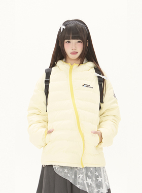 零碎岛屿原创轻量化斜拉链白鸭绒连帽排骨羽绒服男女冬季保暖外套