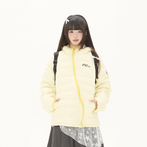 零碎岛屿斜拉链白鸭绒排骨羽绒服