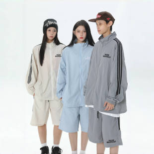 男女情侣外套 防晒衣夏季 零碎岛屿美式 原创潮牌条纹UPF50＋轻薄款