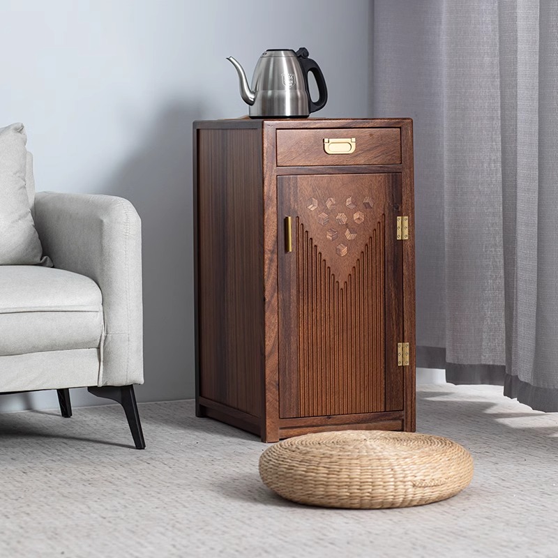 胡桃木移动茶台茶吧机沙发边几单炉小茶水柜烧水壶一体茶桌侧边柜