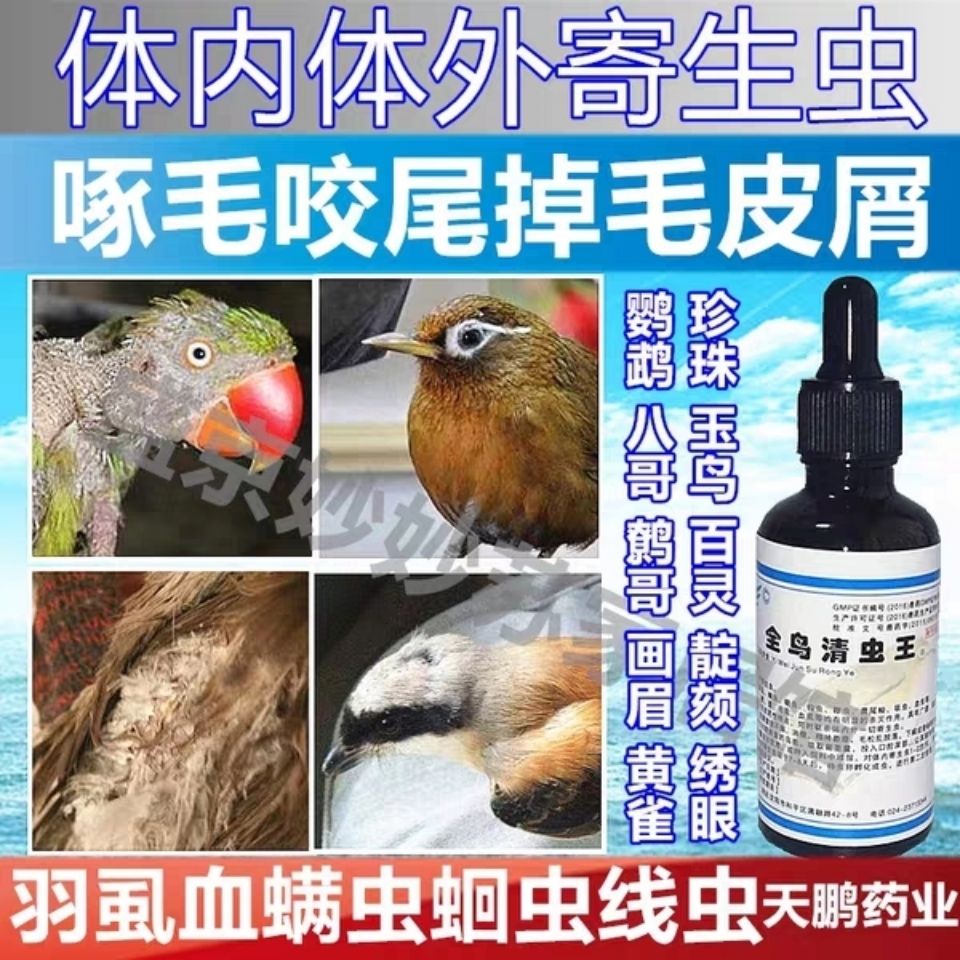 画眉驱虫牡丹鹦鹉虎皮玄风鹦鹉驱虫打虫咬毛掉毛体外寄生虫痒啄羽