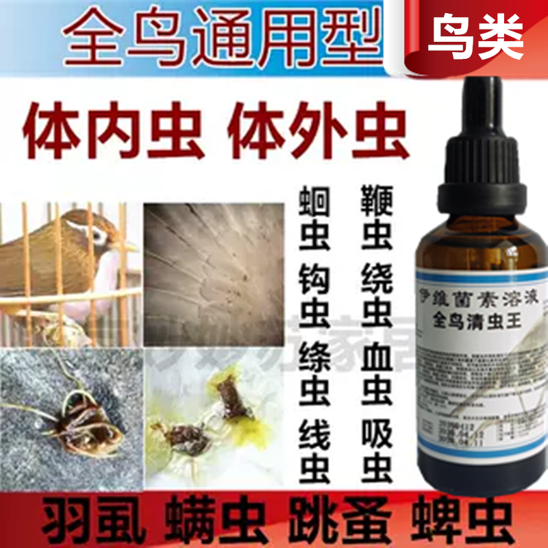 画眉鸟类鹦鹉驱虫打虫体外寄生虫咬毛啄羽症羽虱子血螨虫
