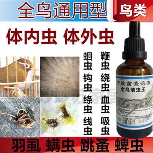 画眉鸟类鹦鹉驱虫打虫体外寄生虫咬毛啄羽症羽虱子血螨虫