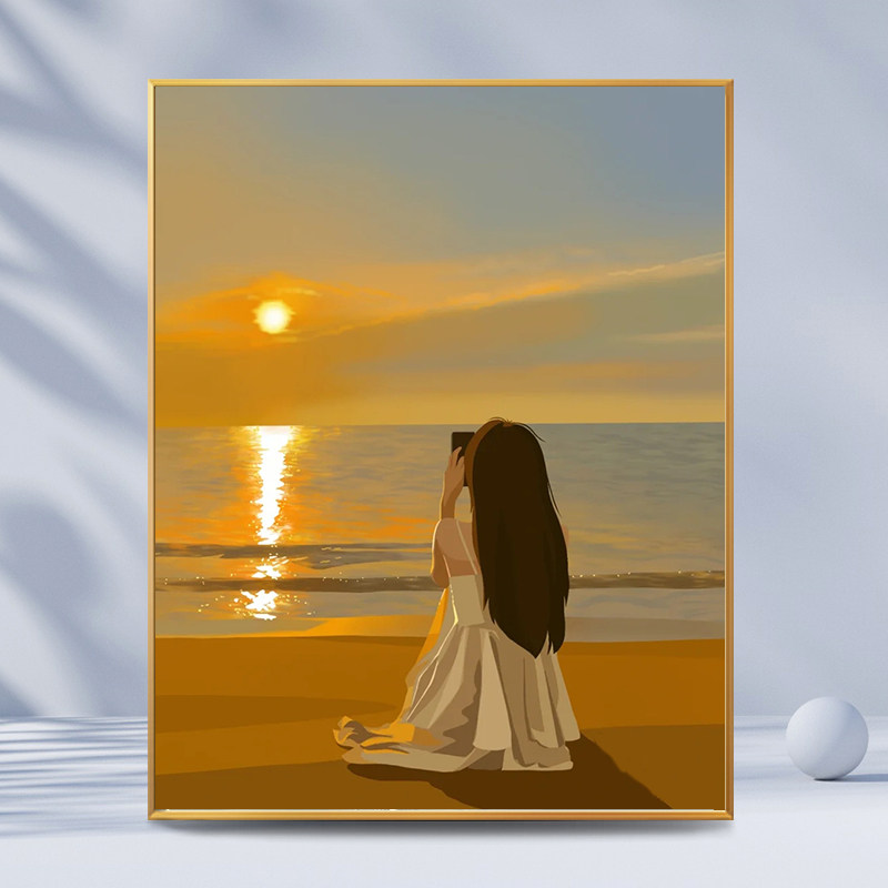 情侣丨数字油画diy手工填色填充画治愈简约唯美人物油彩画装饰画