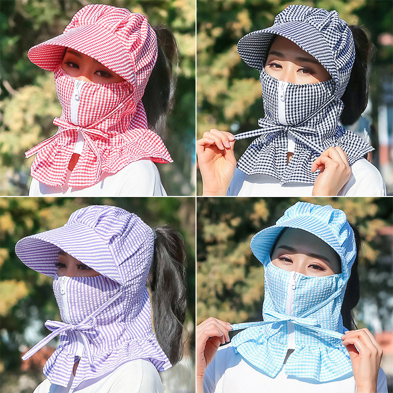 防晒女遮阳遮脸扎马尾太阳帽帽子