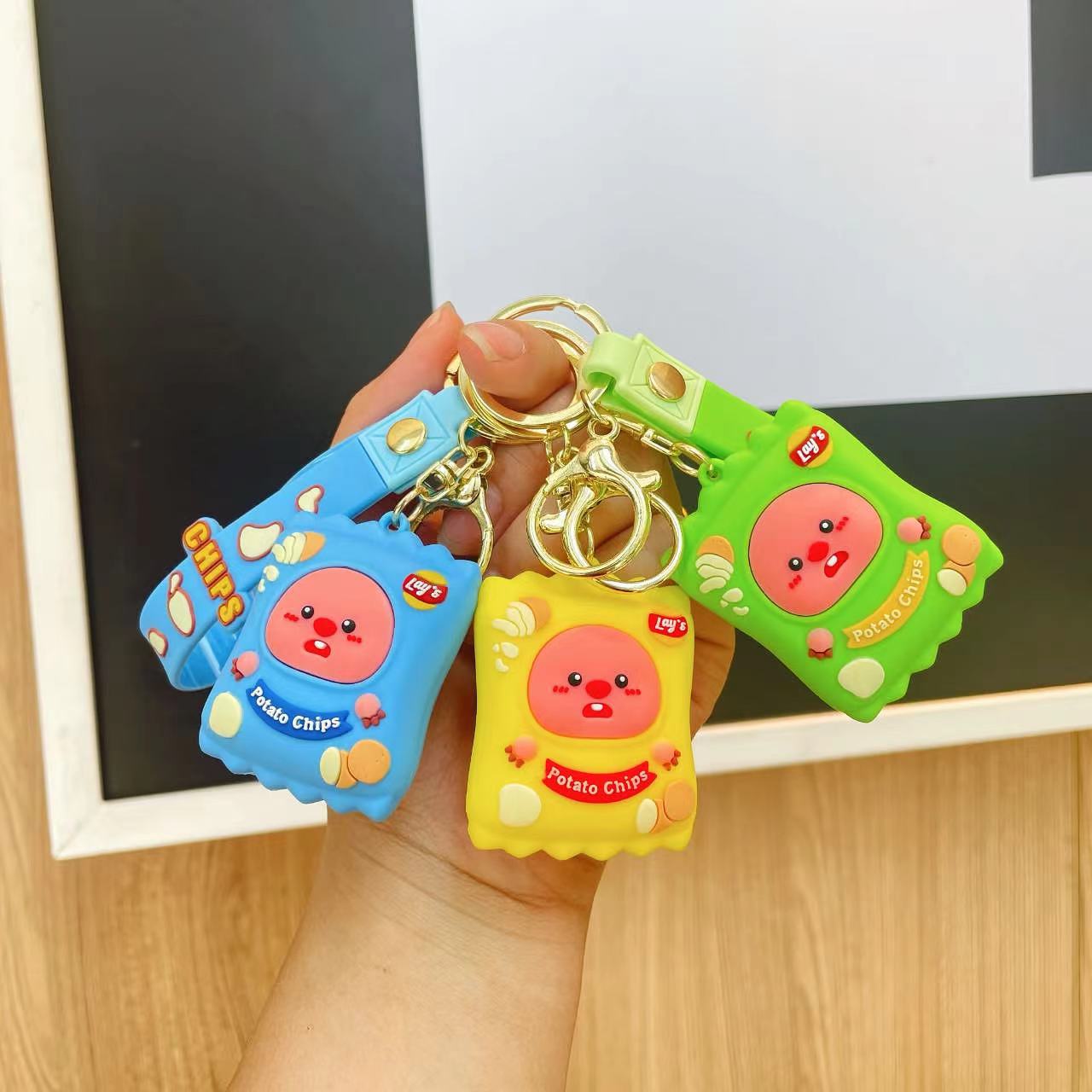萌仔薯片汽车钥匙扣挂件可爱卡通公仔情侣包包挂饰书包钥匙链