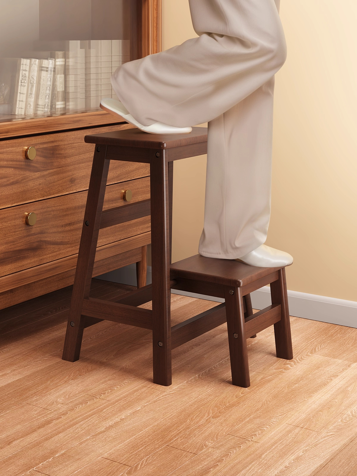 梯凳两用实木折叠家用梯子凳子加厚登高凳人字楼梯小步梯台阶爬梯