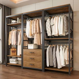 金属衣柜卧室家用出租房简易组装2025新款全钢架衣橱结实耐用柜子
