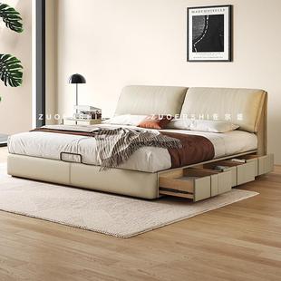 政府补贴佐尔适大象耳朵床意式 极简真皮床卧室现代简约储物双人床