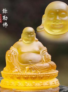 琉璃大肚弥勒佛招财笑佛佛像工艺品中式佛堂居家家用供奉用品摆件