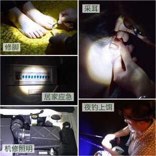led头戴式 修脚灯采耳超轻小型感应头灯钓鱼强光充电超亮夜钓 防水