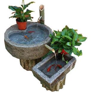 石槽鱼缸养鱼水槽牛槽石雕青石石盆花盆木架石头流水庭院景观摆件