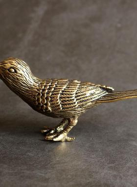 摆件装饰工艺礼品摆饰礼品纯铜黄铜家居招财聚财覆古喜鹊鸟小铜器