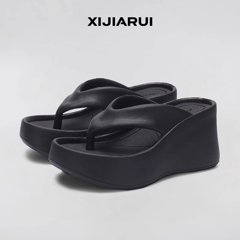 厚底人字拖女新款夏外穿高跟8cm夹脚拖鞋女防滑松糕底增高沙滩鞋,女鞋,人字拖,淘宝优惠券,粉丝福利购,淘宝优惠卷