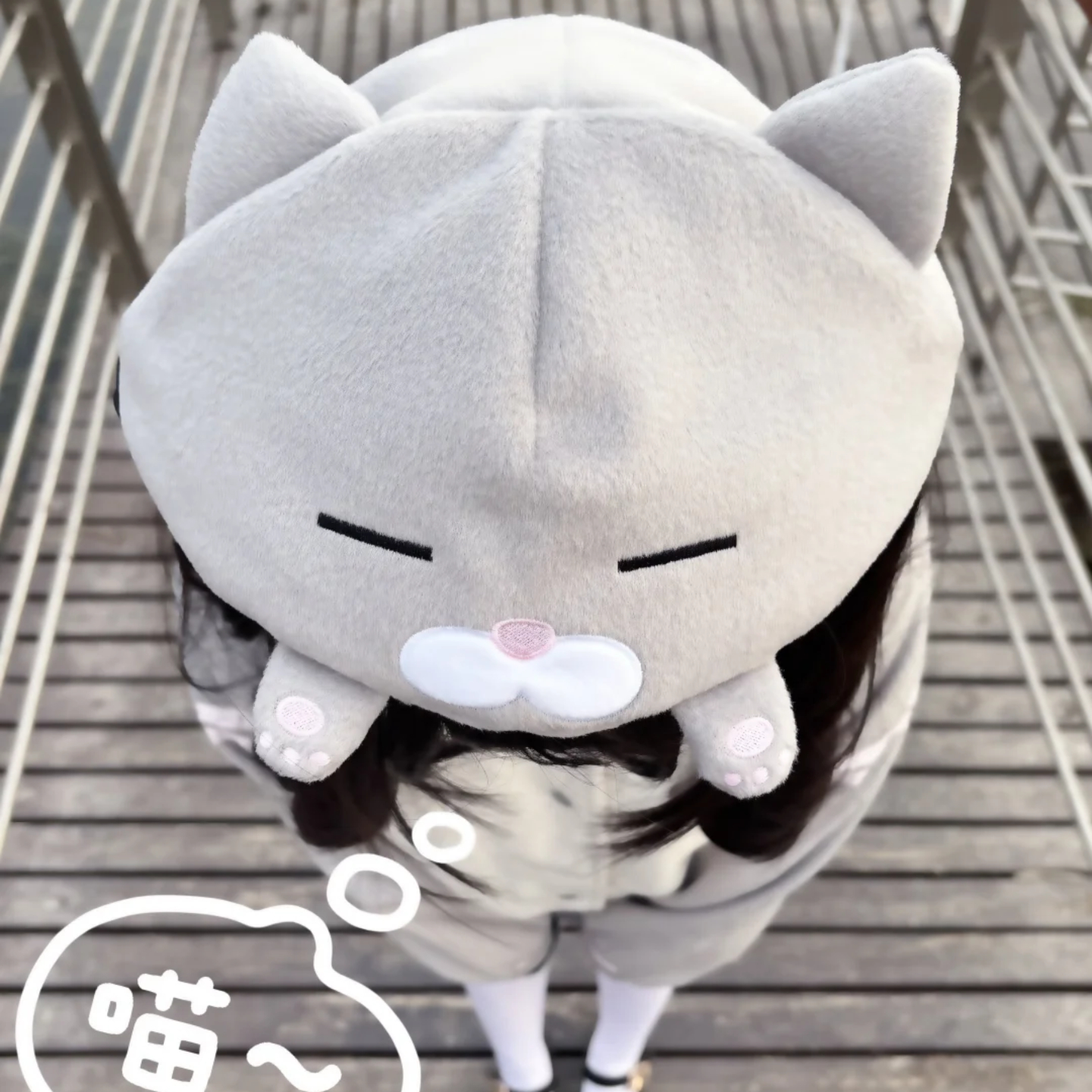 可爱日系卡通呆萌丧猫刺绣毛呢贝雷帽女甜美显脸小猫耳朵画家帽