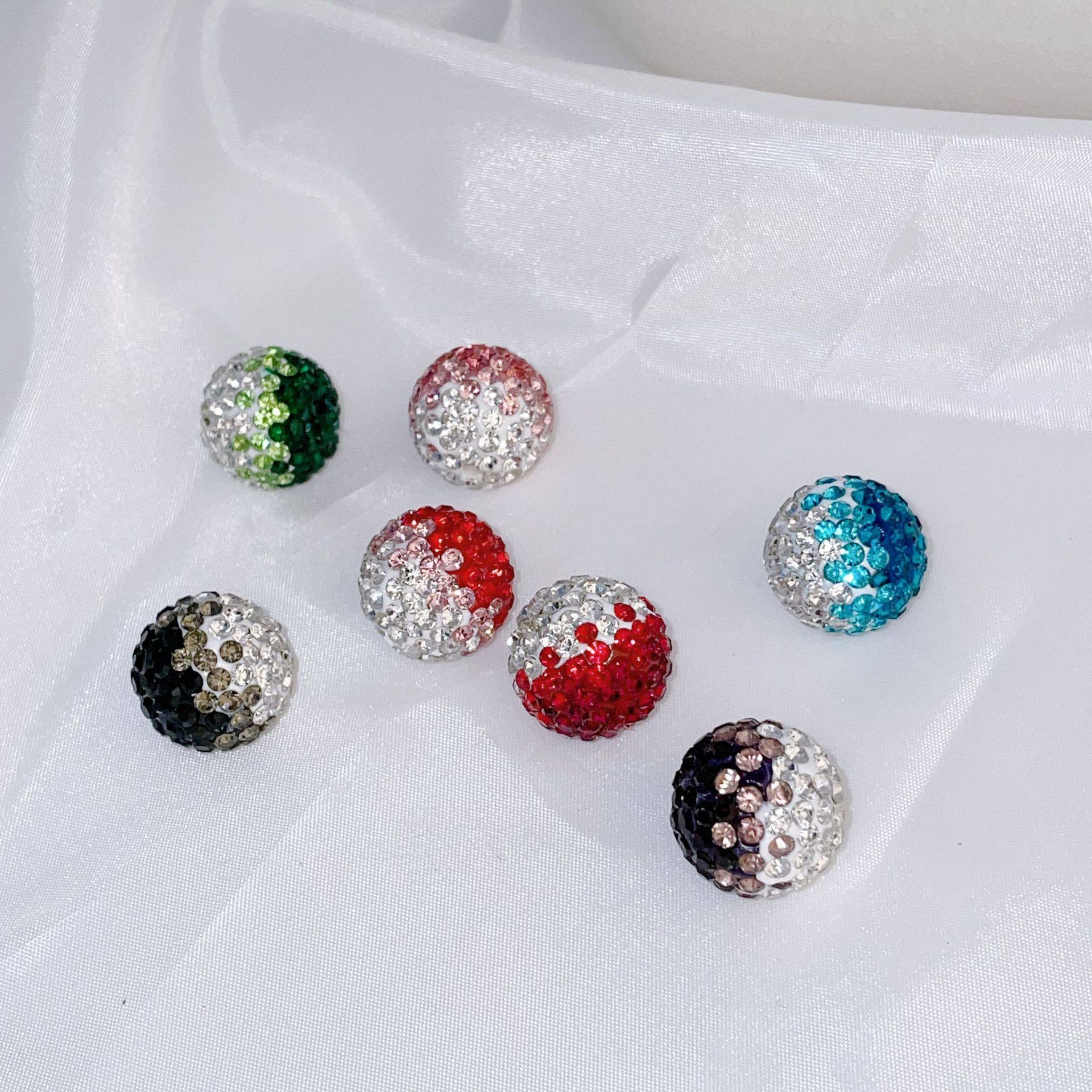 渐变圆珠软陶泥钻球满钻直孔珠子厂家DIY手机钥匙扣项链配件