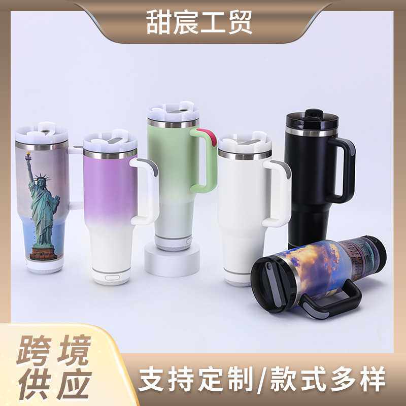 创意304不锈钢冰霸杯手柄便携蓝牙音箱手柄杯真空40oz汽车杯