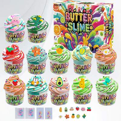 12pcs拼色黄油泥套装slime kit史莱姆泡芙彩泥粘土