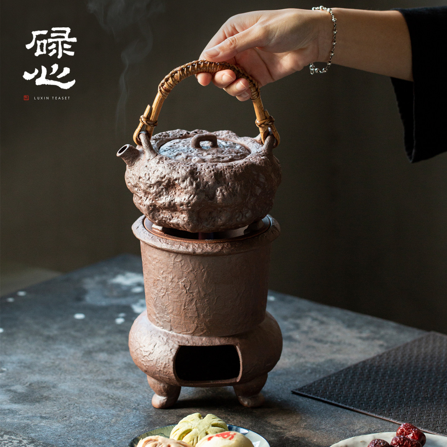 碌心 老岩泥三足炭火炉 秋冬围炉煮茶复古家用明火炭烧加热煮茶壶,餐饮具,煮茶炉,淘宝优惠券,粉丝福利购,淘宝优惠卷