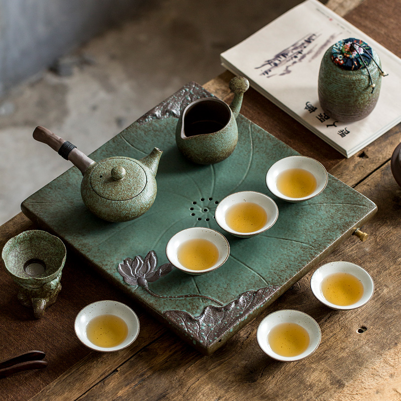 碌心   粗陶日式复古简约功夫茶具套装搭配储水排水两用泗水茶盘|ruв категории посуда, чайный сервиз, кунг - Фу, чайный сервиз - от Buy2taobao.com для оказания профессиональной услуги покупки агента Taobao