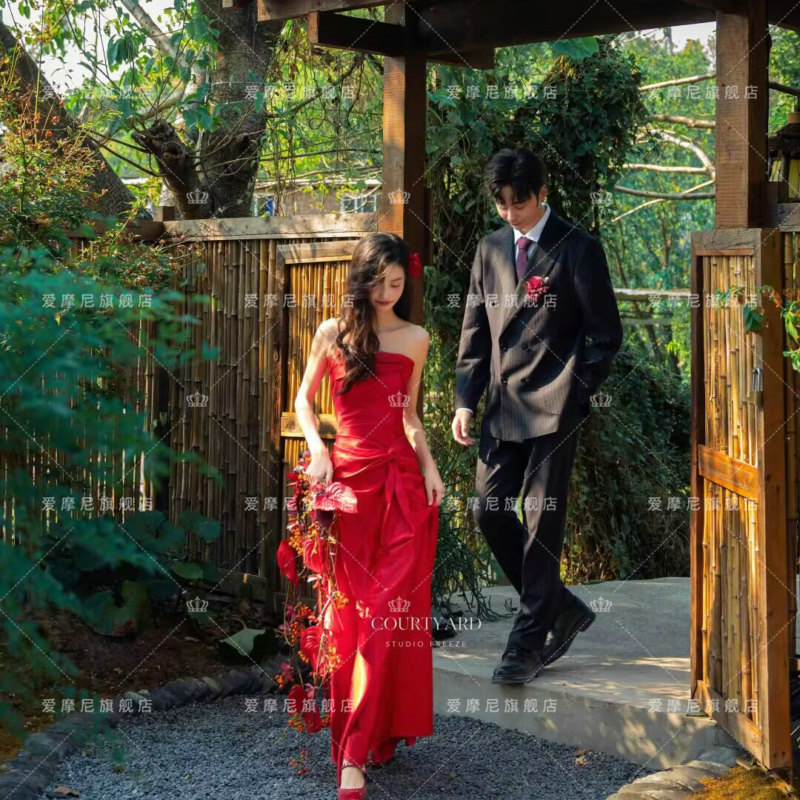 影楼喜嫁婚纱摄影外景旅拍森甜美旅拍晨袍显瘦结婚礼服馆拍照礼服