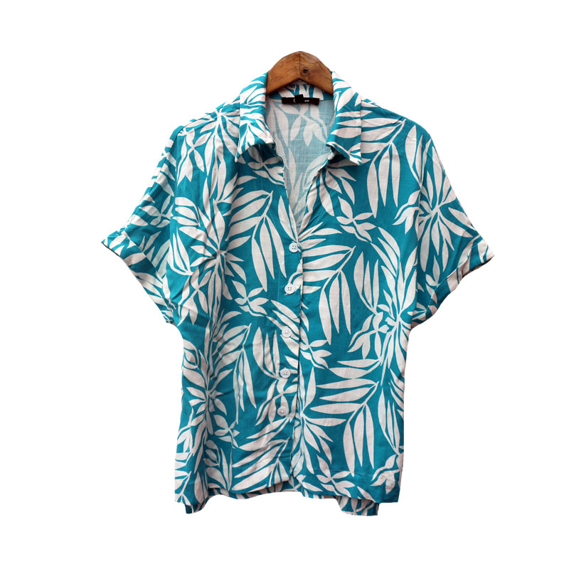 通勤单排多扣短袖人造丝