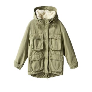 西班牙品牌原单可脱卸羊羔绒连帽休闲男女情侣装 牛仔派克棉服 工装