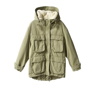 可脱卸羊羔绒连帽休闲男女情侣装