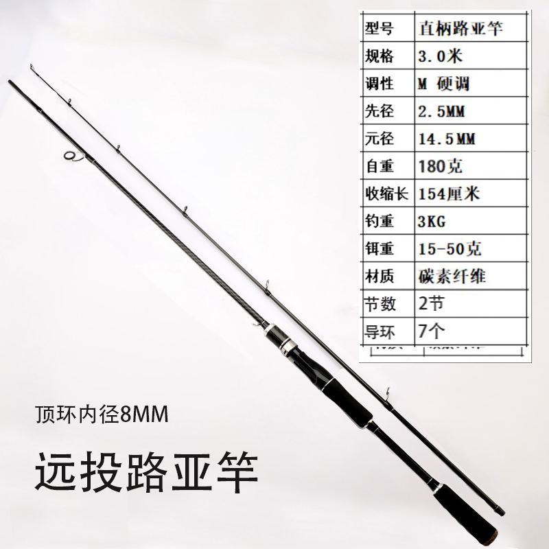 碳素m调mh调远投路亚竿3米打黑直柄枪柄翘嘴2节外插超轻超硬鱼杆