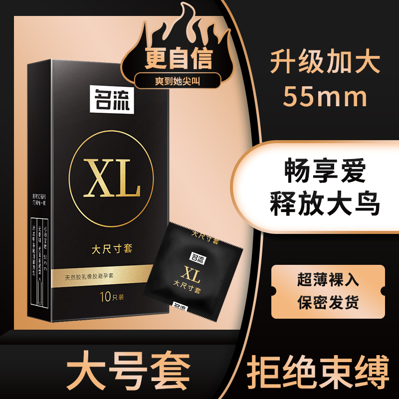 大号避孕套55mm超薄裸入超润滑名流加大型成人用品男女用安全套套-封面