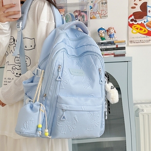 大学生小清新少女心双肩包小学生背包 高颜值书包女生初中学生韩版