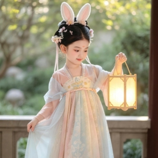 汉服女童秋款中国风超仙连衣裙幼儿园古装舞蹈服儿童古典舞演出服