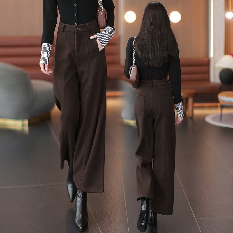 羊绒九分阔腿裤女冬加厚2025新款