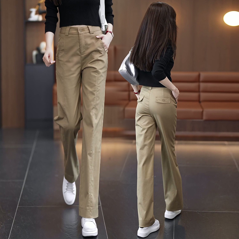 卡其色西装直筒裤女秋2025新款