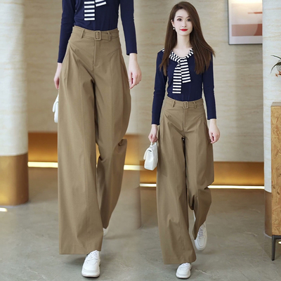 卡其色弯刀裤女秋冬加厚2025新款